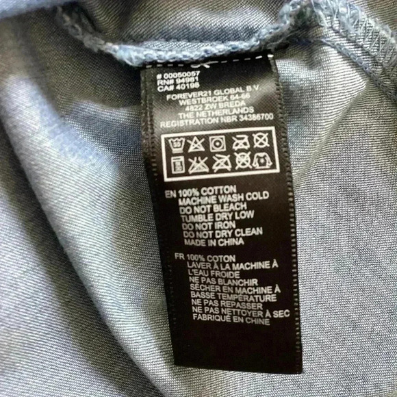 Forever 21 Denim rhinestone embellished collar Blouse Top , vest top Size Small - Picture 7 of 8